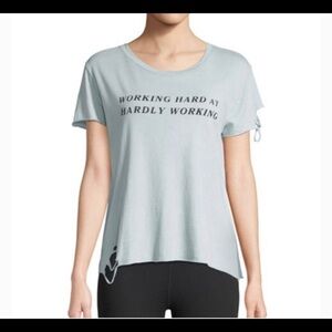 WILDFOX WORKING HARD AT HARDLY WORKING DESTROYED TEE SHIRT SMALL